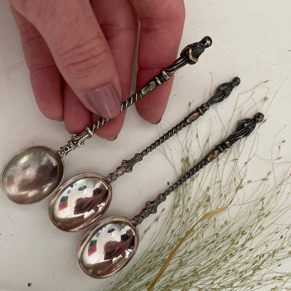 Ложка набор 3 шт. Апостолы 11 см разные серебрение 90