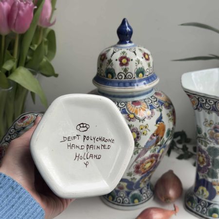 Ваза открытая Delft Фазан 24 см керамика Голландия полихром 