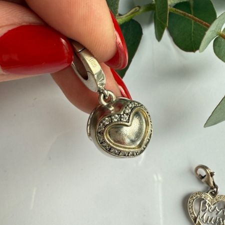 Подвеска шарм Jette Сердце шар в стиле Thomas Sabo 1,5 см 925 