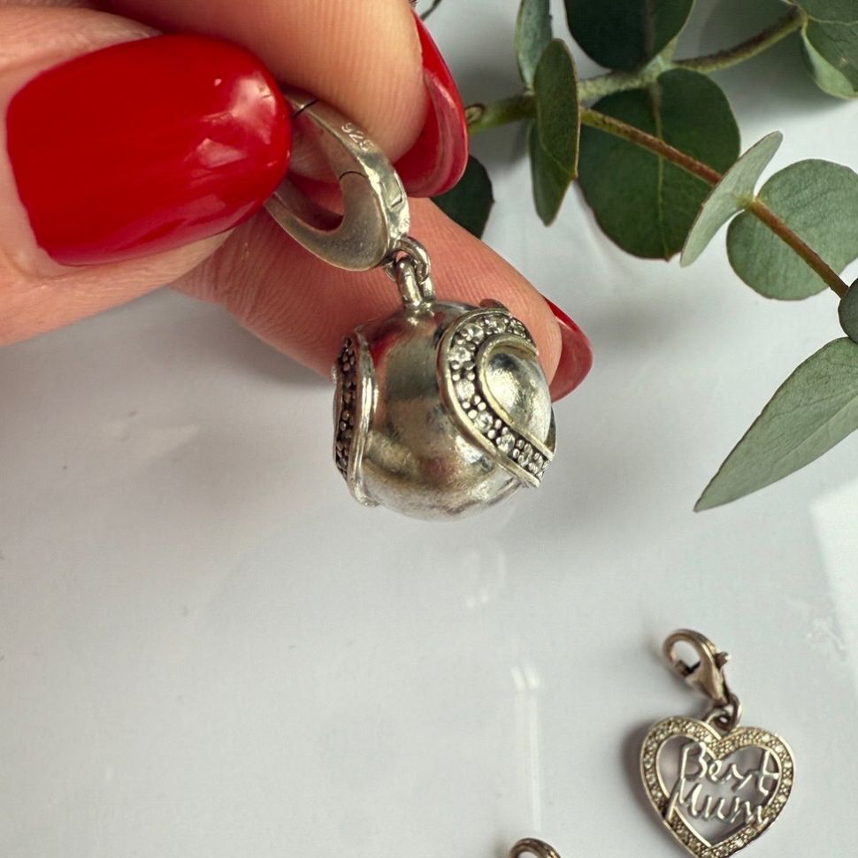 Подвеска шарм Jette Сердце шар в стиле Thomas Sabo 1,5 см 925