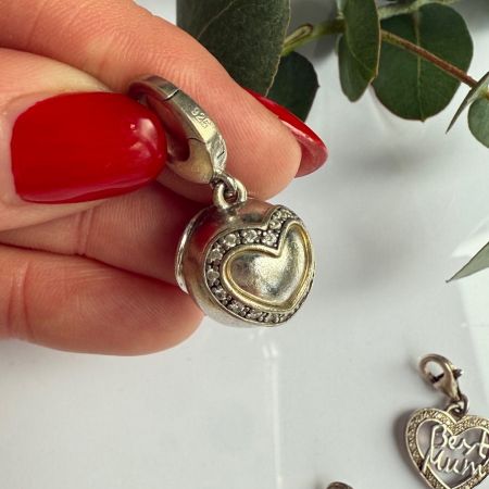 Подвеска шарм Jette Сердце шар в стиле Thomas Sabo 1,5 см 925 