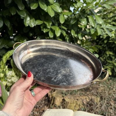 Сковорода овальная с двумя ручками 34 см медь латунь