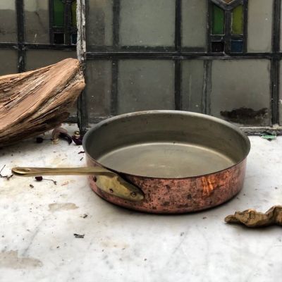 Сковорода круглая диаметр 21 см медь ручка латунь