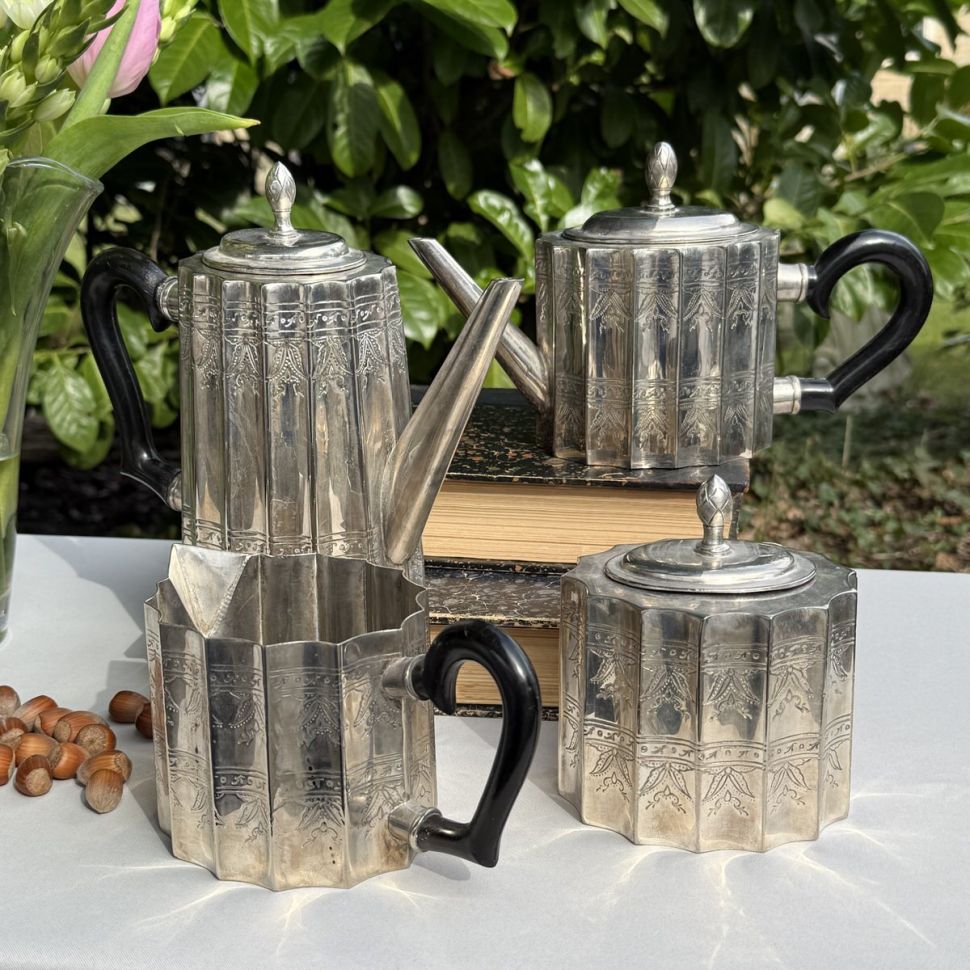 Чайник кофейник сахарница молочник серебрение набор 4 предмета 