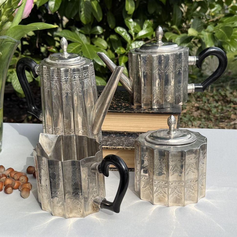 Чайник кофейник сахарница молочник серебрение набор 4 предмета 