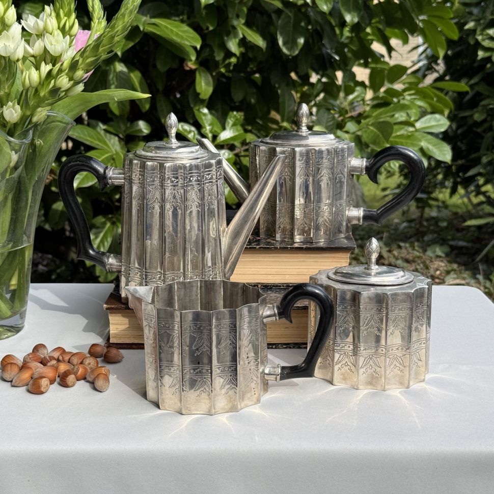 Чайник кофейник сахарница молочник серебрение набор 4 предмета 