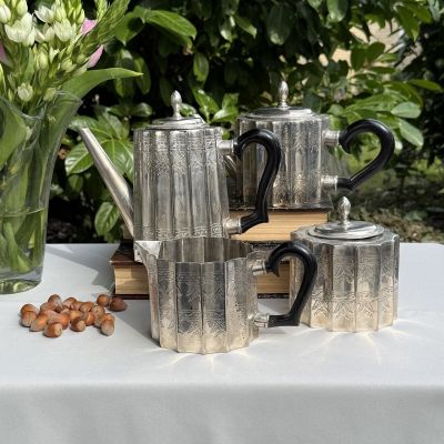 Чайник кофейник сахарница молочник серебрение набор 4 предмета 