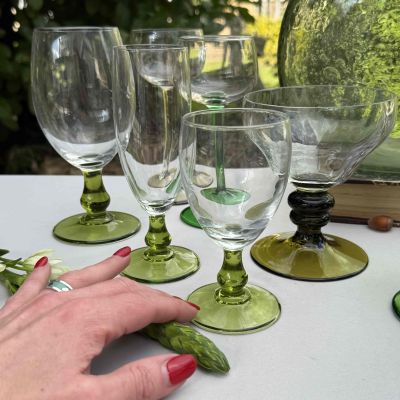 Бокал на зеленой ножке 160 мл Италия хрустальное стекло