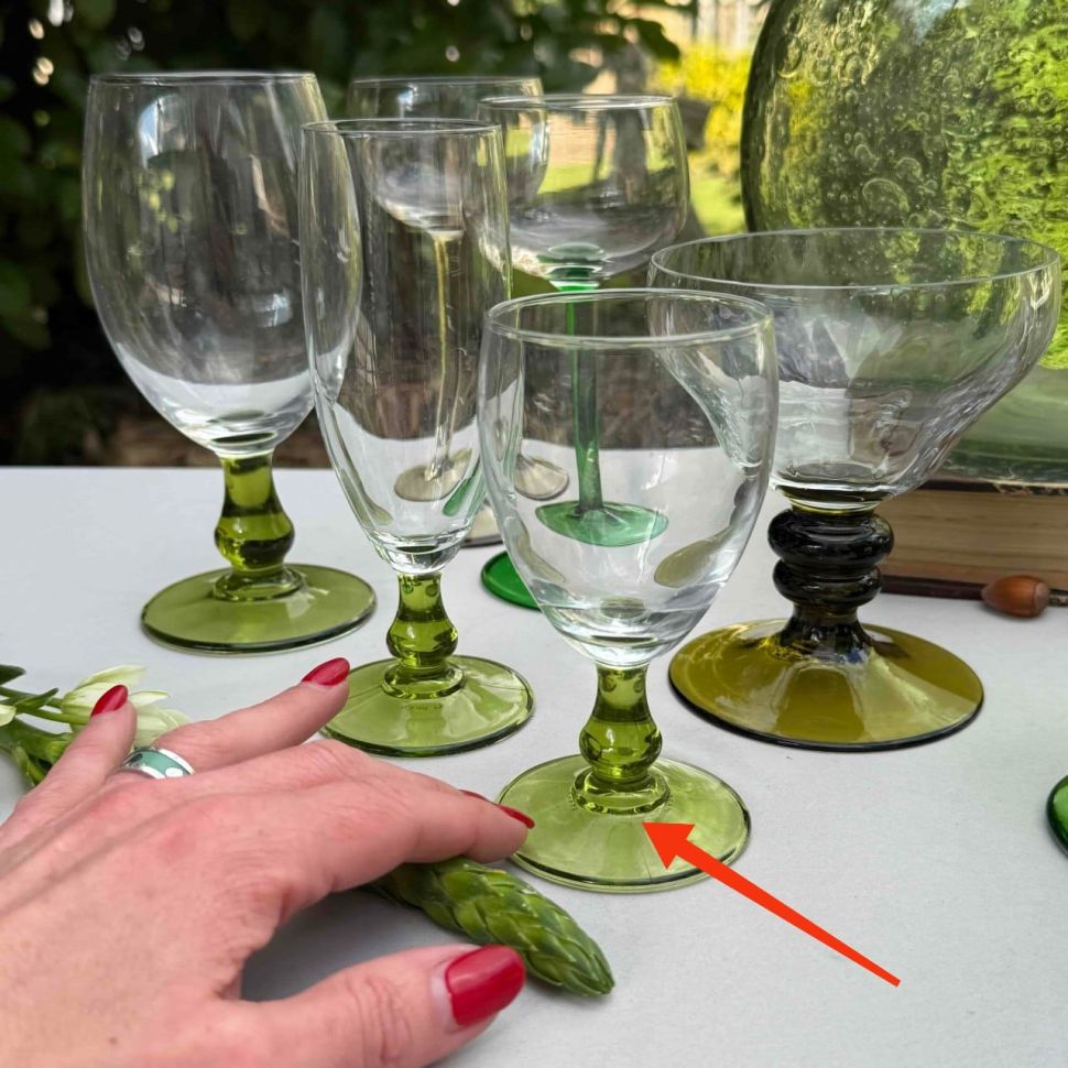 Бокал на зеленой ножке 160 мл Италия хрустальное стекло