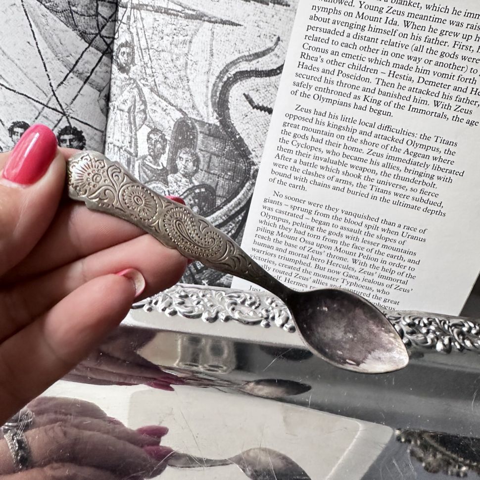 Ложка кофейная с гравировкой на ручке 11 см серебрение