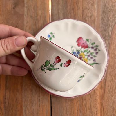 Кофейная пара Luneville Роза 120 мл фарфор Франция