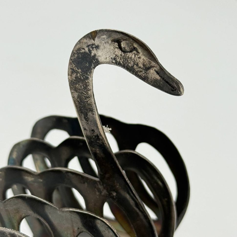 Салфетница подставка для тостов Лебедь мельхиор