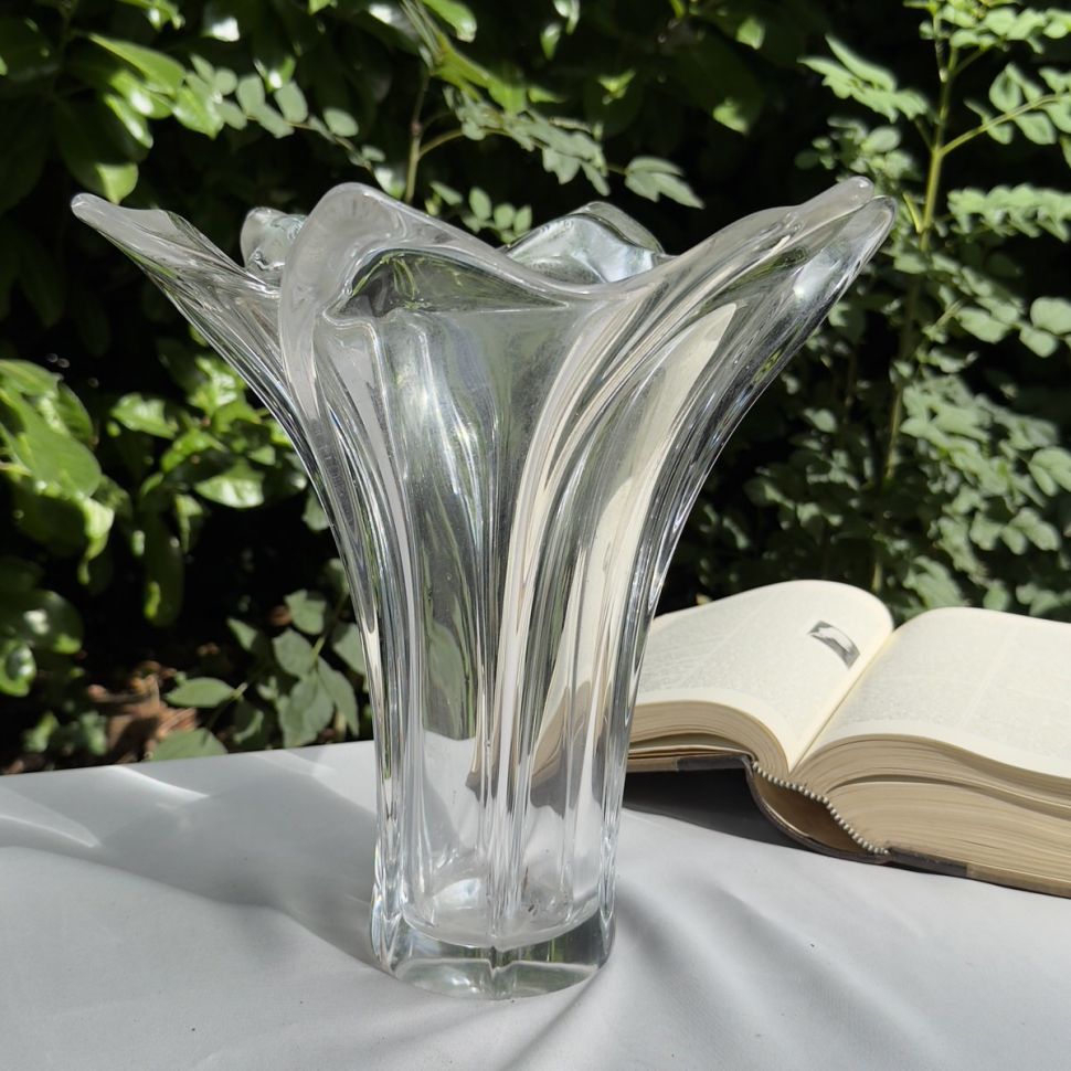 Ваза Тюльпан Art Vannes 28 см толстый хрусталь Франция 