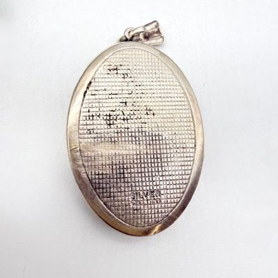 Кулон локет Цветы 3,5 см серебро штихельная гравировка