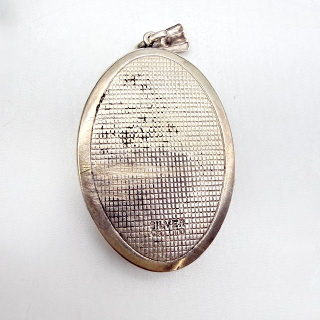 Кулон локет Цветы 3,5 см серебро штихельная гравировка