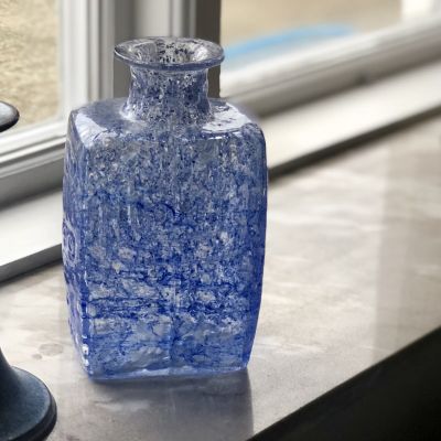 Ваза бутыль Голубая толстое стекло