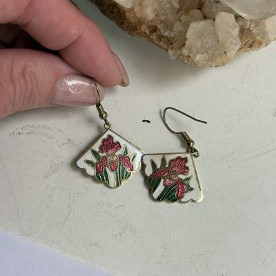 Серьги с эмалью Ирисы 4 см