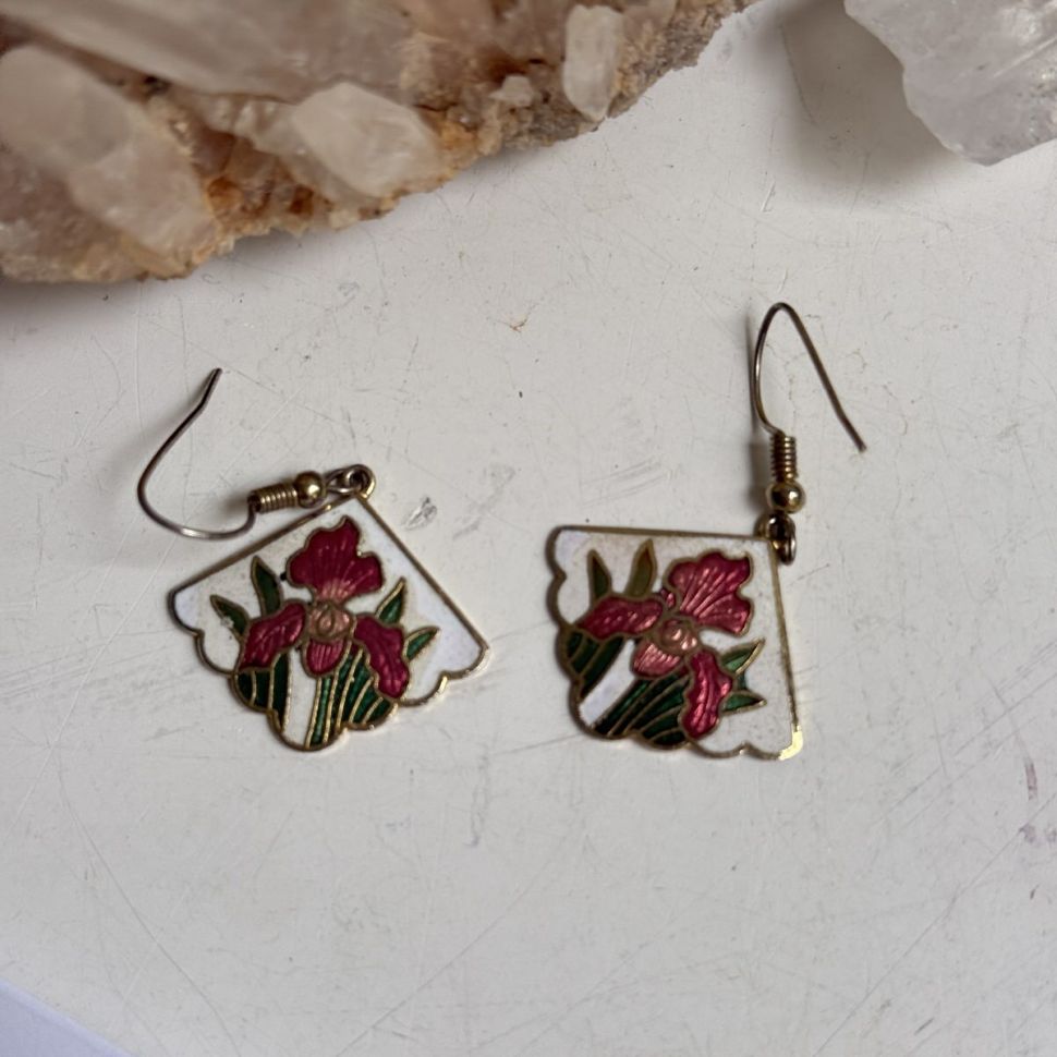 Серьги с эмалью Ирисы 4 см