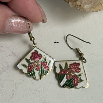 Серьги с эмалью Ирисы 4 см