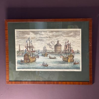 Гравюра 62х47 см под стеклом в деревянной раме