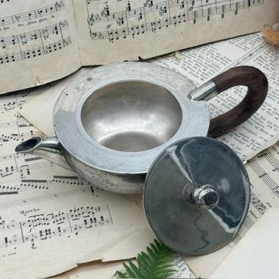 Чайник кофейник 0,6 л мельхиор серебрение дерево