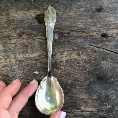 Ложка сервировочная буква S 14 см мельхиор