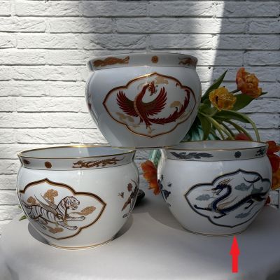Кашпо Franklin Porcelain Лазурный Дракон 21 см фарфор Япония 1980 г.