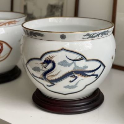 Кашпо Franklin Porcelain Лазурный Дракон 21 см фарфор Япония 1980 г.
