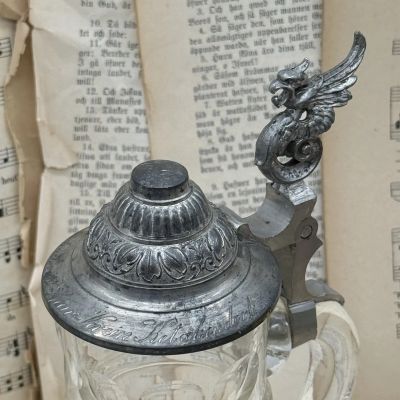 Кружка пивная 500 мл Дракон хрусталь олово Германия 