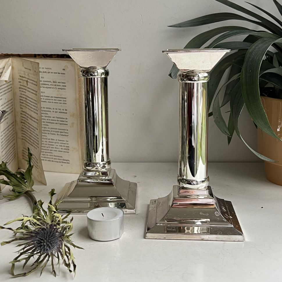 Подсвечник Колонна 19 см мельхиор серебрение