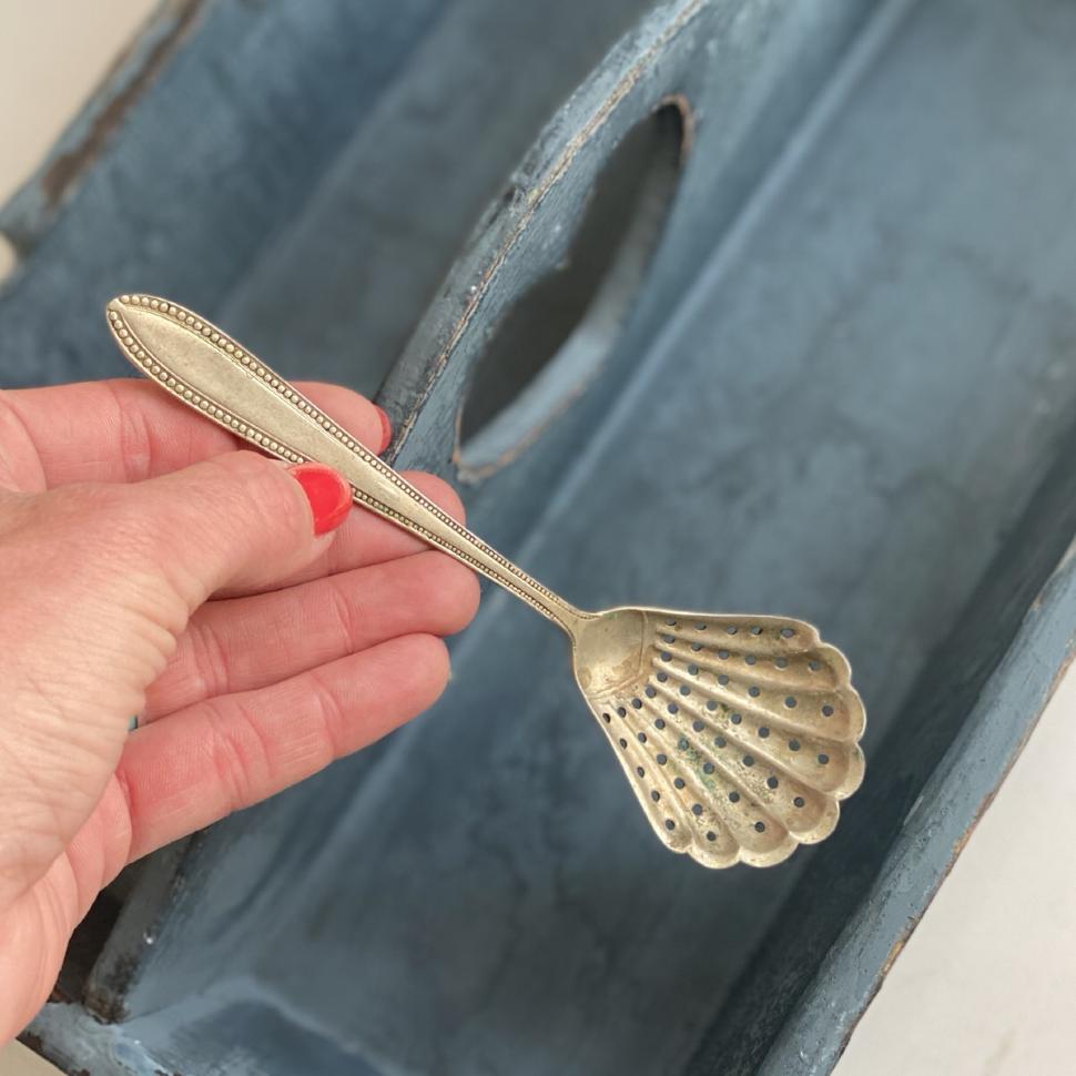 Ложка ситечко ракушка 15 см мельхиор