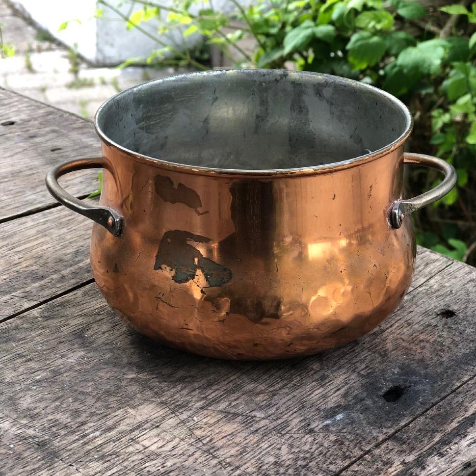 Кашпо 13 см с ручками медь