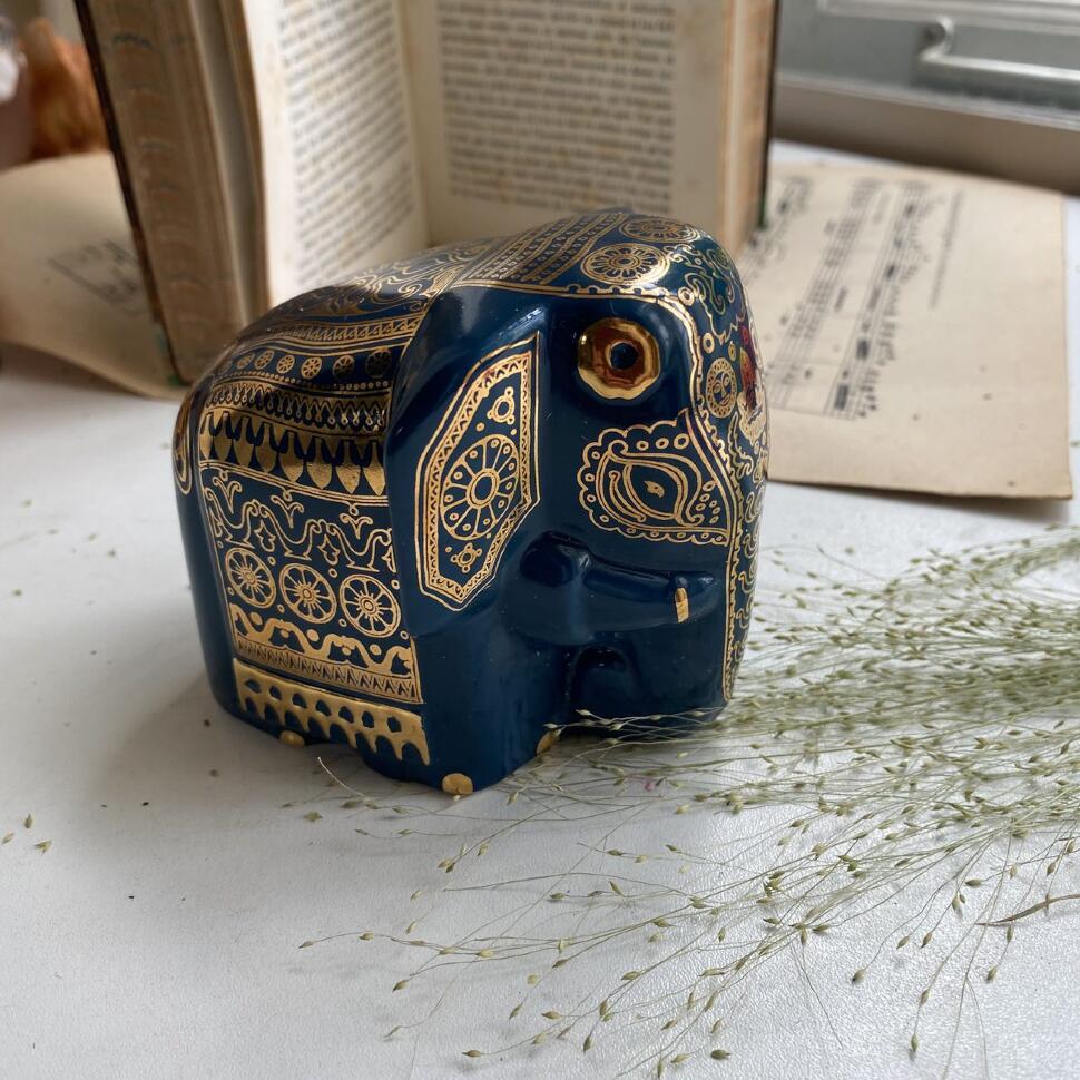 Банка для чая Синий слон фарфор