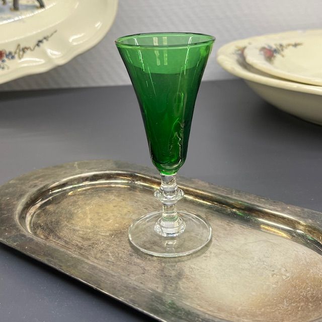 Рюмка на ножке 40 мл хрустальное стекло зеленый