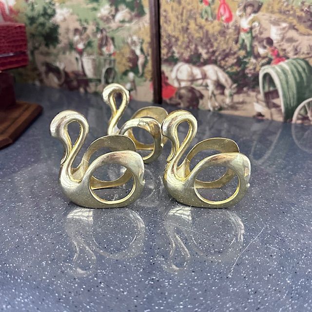 Кольцо для салфетки Лебедь 6 см сталь золочение