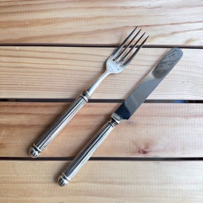 Вилка нож Vuillermet набор 2 предмета сталь серебрение Франция