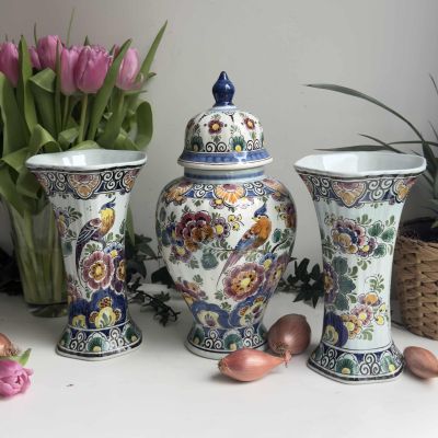 Ваза с крышкой Delft Фазан 33 см керамика Голландия полихром