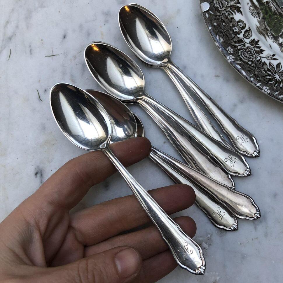 Ложка десертная 18 см мельхиор гравировка