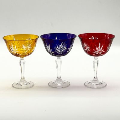 Бокал креман набор 3 шт. 290 мл цветной хрусталь Чехия