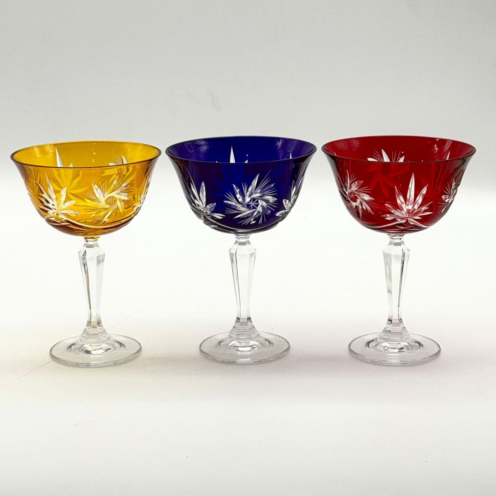 Бокал креман набор 3 шт. 290 мл цветной хрусталь Чехия