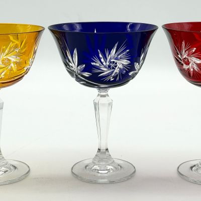 Бокал креман набор 3 шт. 290 мл цветной хрусталь Чехия