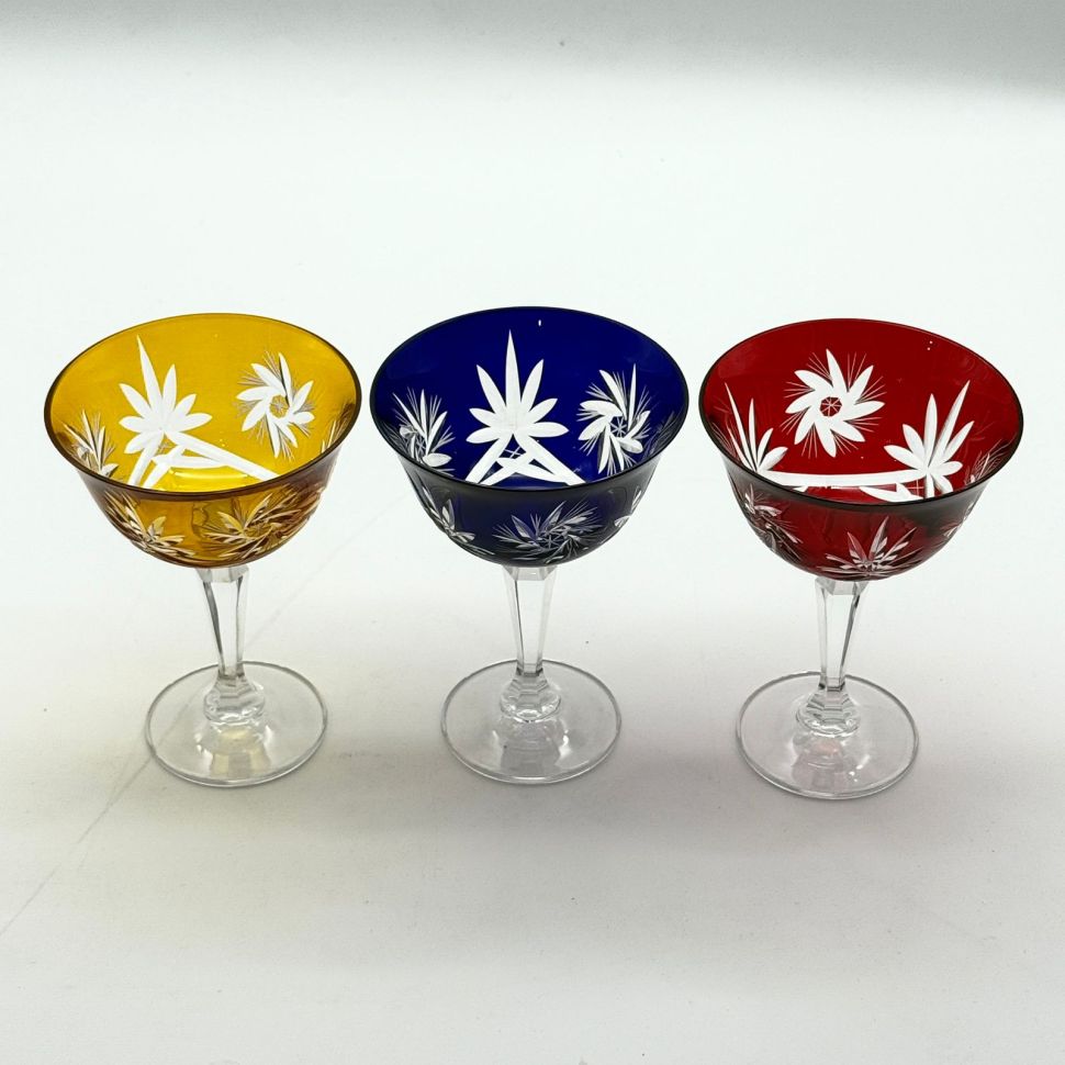 Бокал креман набор 3 шт. 290 мл цветной хрусталь Чехия