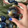 Елочная игрушка набор в коробке Синий 45 шт стекло ручная роспись