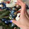 Елочная игрушка набор в коробке Синий 45 шт стекло ручная роспись