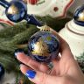 Елочная игрушка набор в коробке Синий 45 шт стекло ручная роспись