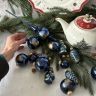 Елочная игрушка набор в коробке Синий 45 шт стекло ручная роспись