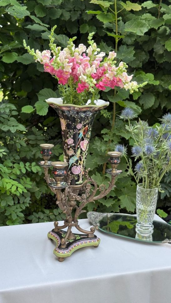 Ваза подсвечник Wong Lee 49 см фарфор бронза