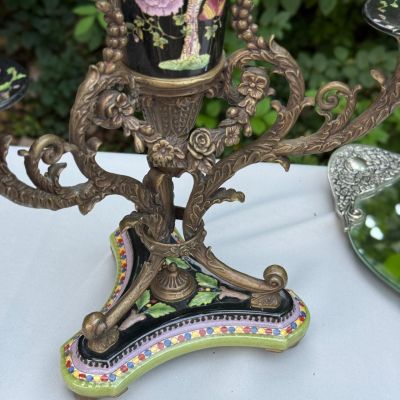 Ваза подсвечник Wong Lee 49 см фарфор бронза