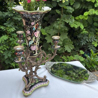 Ваза подсвечник Wong Lee 49 см фарфор бронза