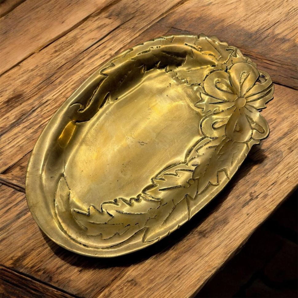 Блюдо поднос Осенний бант латунь